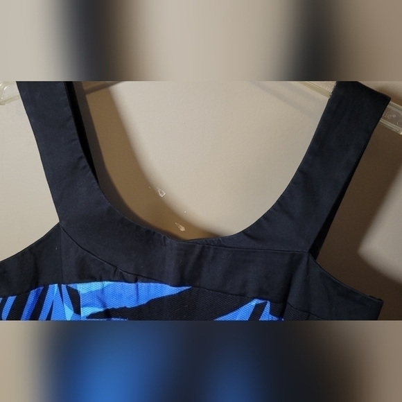 Le château cocktail dress Large  bodycon cotton mini made in Canada blue & black - Picture 7 of 8